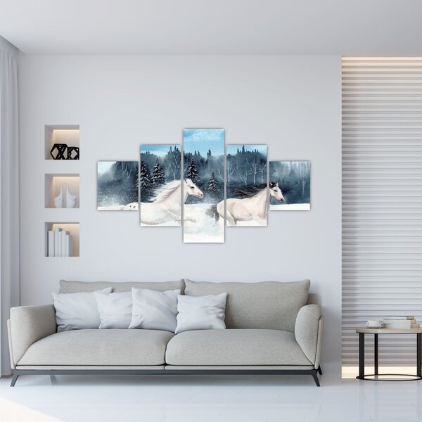 Obraz malowanych koni (125x70 cm)