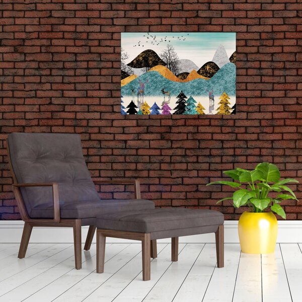 Obraz graficzny z jeleniem (70x50 cm)