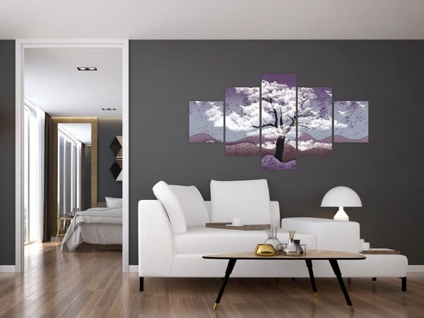 Obraz - Drzewo w chmurach (125x70 cm)