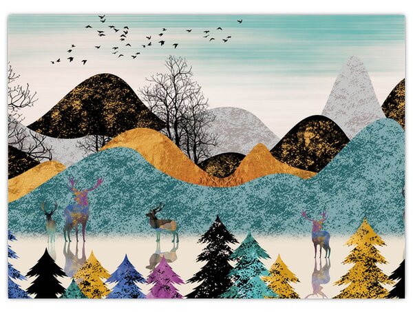 Obraz graficzny z jeleniem (70x50 cm)