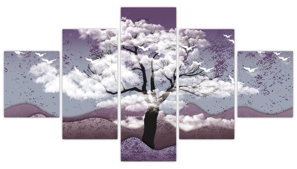Obraz - Drzewo w chmurach (125x70 cm)