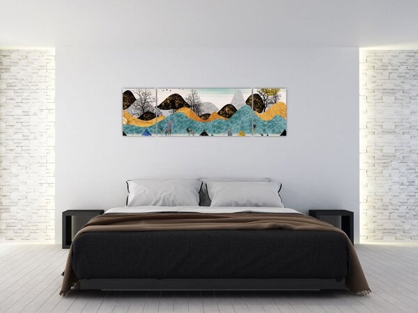 Obraz graficzny z jeleniem (170x50 cm)