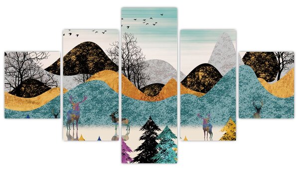 Obraz graficzny z jeleniem (125x70 cm)