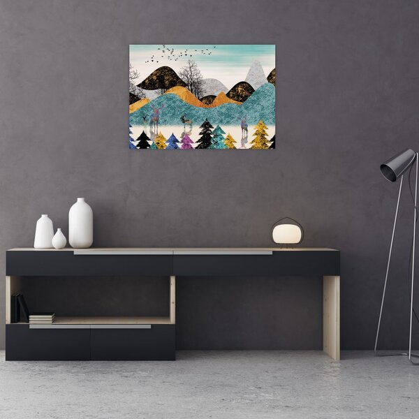 Obraz graficzny z jeleniem (70x50 cm)