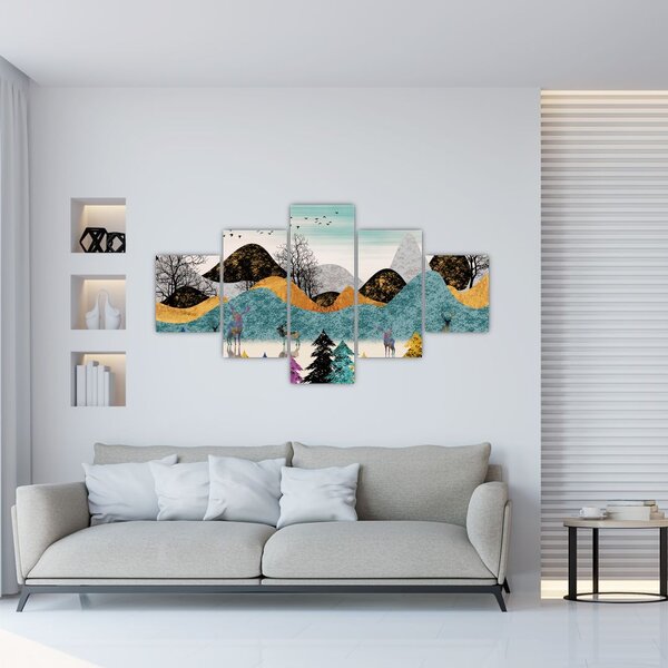 Obraz graficzny z jeleniem (125x70 cm)