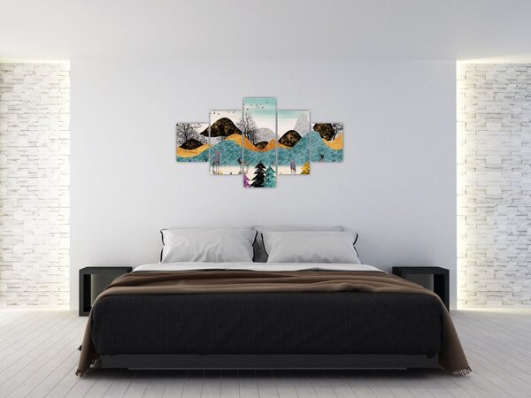 Obraz graficzny z jeleniem (125x70 cm)
