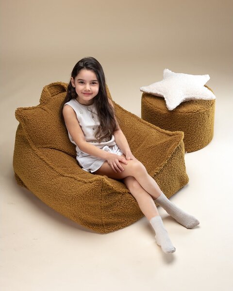 Brązowy dziecięcy worek do siedzenia z materiału bouclé Chair – Wigiwama