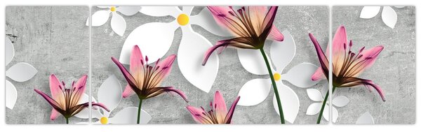 Obraz kwiatowej abstrakcji (170x50 cm)