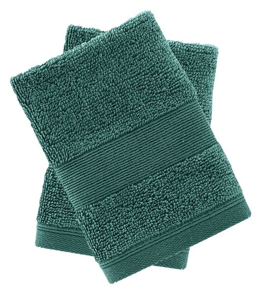 Ciemnozielone bawełniane ręczniki frotte zestaw 2 szt. 30x30 cm Anti-Bacterial – Catherine Lansfield