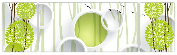 Obraz abstrakcji z drzewami (170x50 cm)