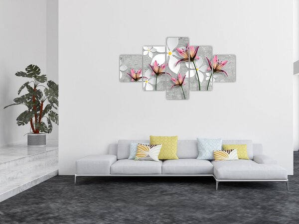 Obraz kwiatowej abstrakcji (125x70 cm)