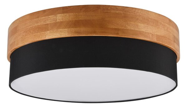 Czarno-naturalna lampa sufitowa z tekstylnym kloszem Seasons – Trio