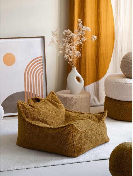 Brązowy dziecięcy worek do siedzenia z materiału bouclé Chair – Wigiwama
