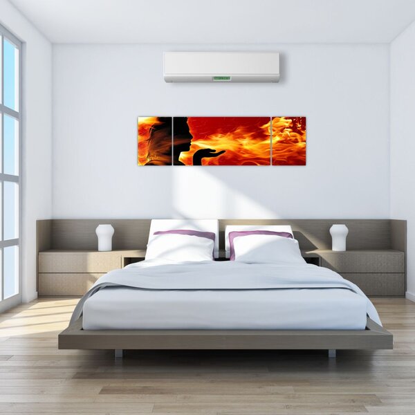 Obraz kobiety z płomieniami (170x50 cm)