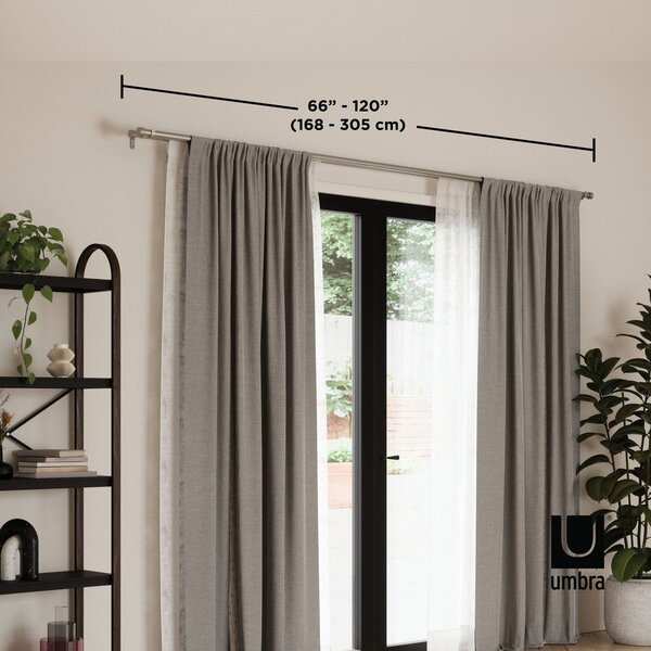 Podwójny regulowany karnisz ze stali nierdzewnej 168 - 305 cm Cappa – Umbra