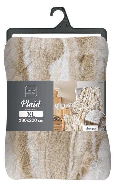 Beżowy koc ze sztucznego futra 180x220 cm Cheyenne – douceur d'intérieur