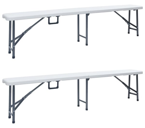 Składane ławki ogrodowe, 2 szt., 180 cm, hdpe, białe