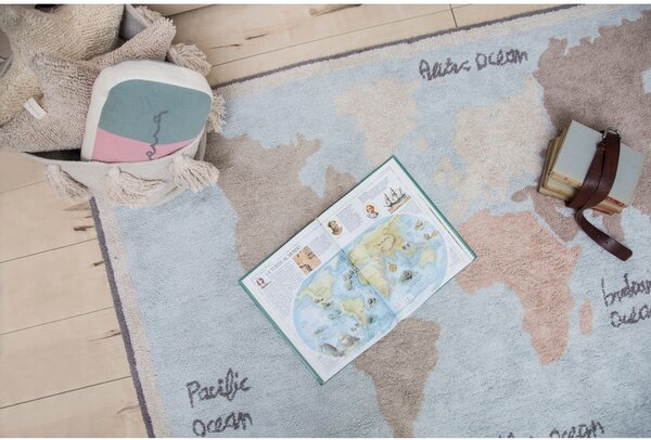 Bawełniany dywan dziecięcy tkany ręcznie odpowiedni do prania 140x200 cm Vintage Map – Lorena Canals