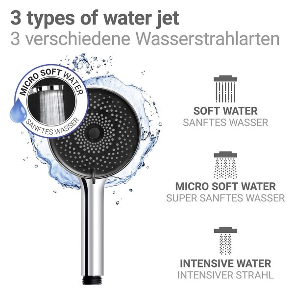 Plastikowa słuchawka prysznicowa w kolorze srebra ø 12 cm Softwater – Wenko