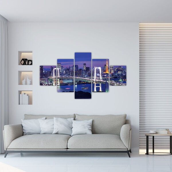 Obraz wielkiego miasta nocą (125x70 cm)