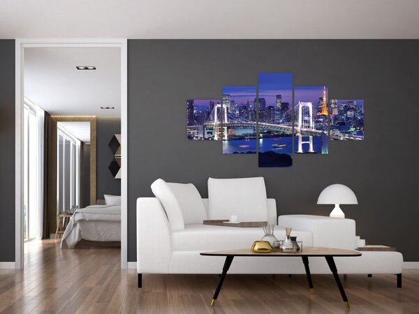Obraz wielkiego miasta nocą (125x70 cm)