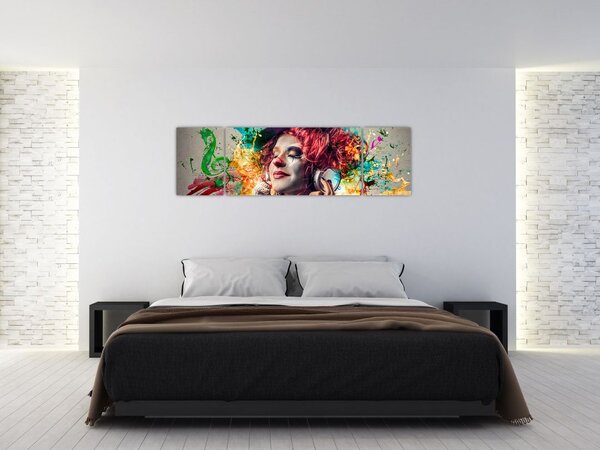 Obraz - Artystka ze słuchawkami (170x50 cm)