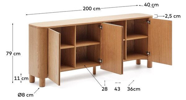 Komoda w dekorze jesionu w naturalnym kolorze 200x79x40 cm Salaya – Kave Home