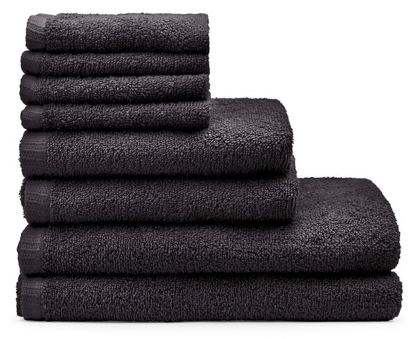 Czarne bawełniane ręczniki zestaw 8 szt. szybkoschnące/frotte Quick Dry – Catherine Lansfield