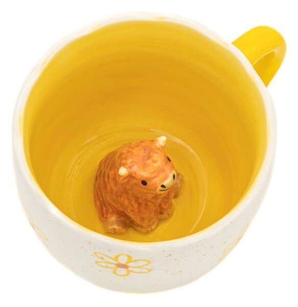 Żółto-kremowy porcelanowy kubek 350 ml Surprise Highland Cow – Sass & Belle