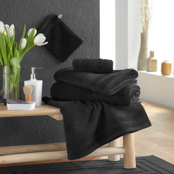 Czarny bawełniany ręcznik frotte 50x90 cm Tendresse – douceur d'intérieur