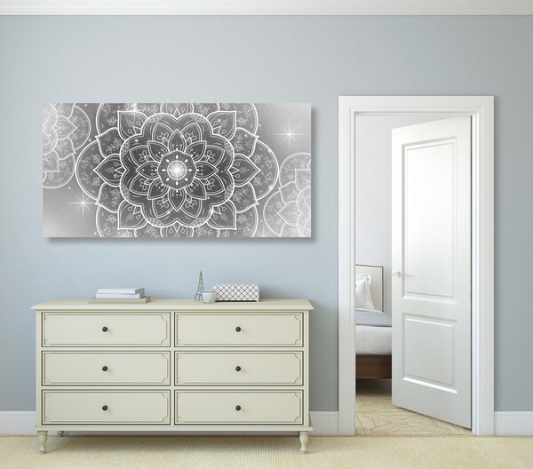 Obraz orientalna Mandala w wersji czarno-białej