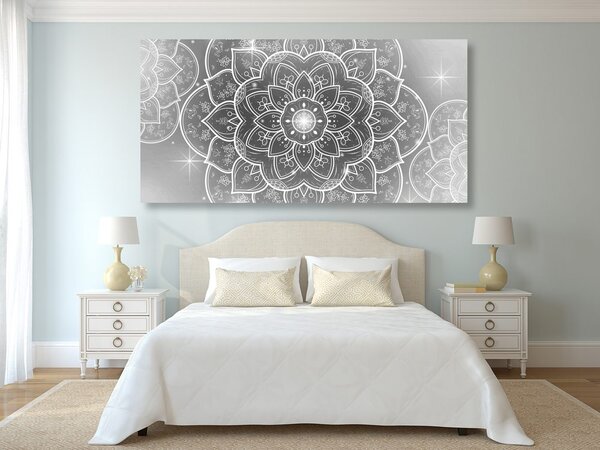 Obraz orientalna Mandala w wersji czarno-białej