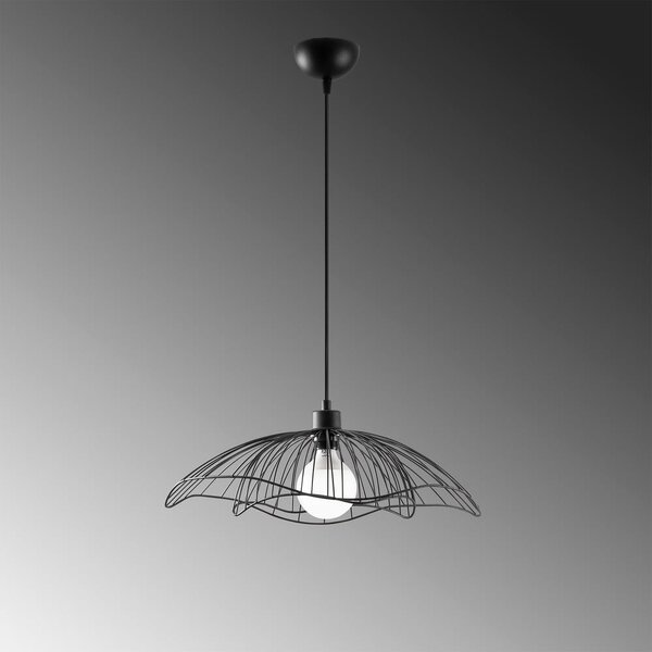 Czarna lampa wisząca z metalowym kloszem ø 50 cm Farac – Opviq lights