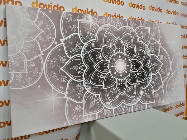 Obraz orientalna Mandala w wersji czarno-białej