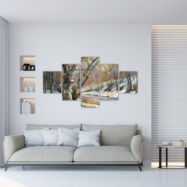 Obraz namalowanego zimowego krajobrazu (125x70 cm)
