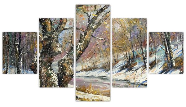Obraz namalowanego zimowego krajobrazu (125x70 cm)