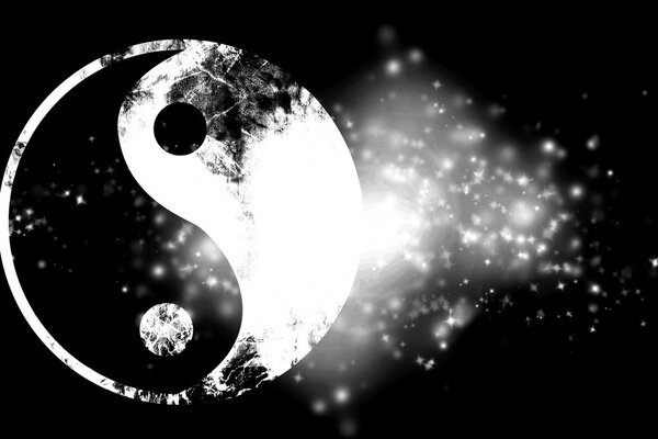 Obraz Symbol Yin i Yang w wersji czarno-białej