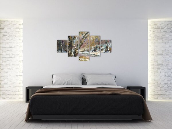 Obraz namalowanego zimowego krajobrazu (125x70 cm)