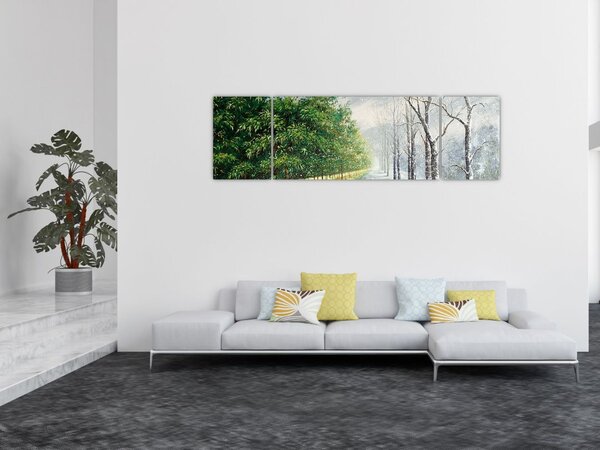 Obraz - Zima kontra lato (170x50 cm)