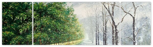 Obraz - Zima kontra lato (170x50 cm)