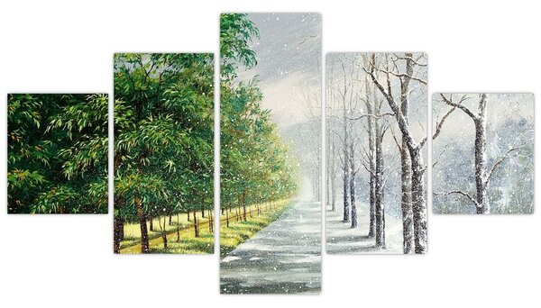 Obraz - Zima kontra lato (125x70 cm)