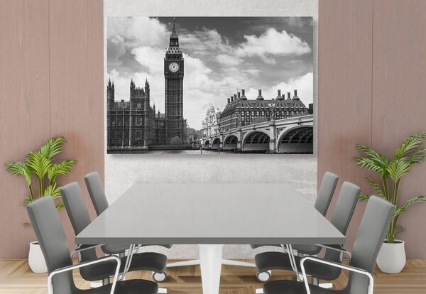 Obraz Big Ben w Londynie w wersji czarno-białej