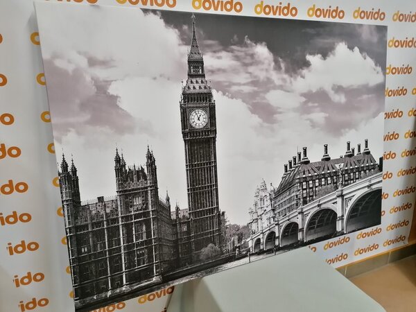 Obraz Big Ben w Londynie w wersji czarno-białej