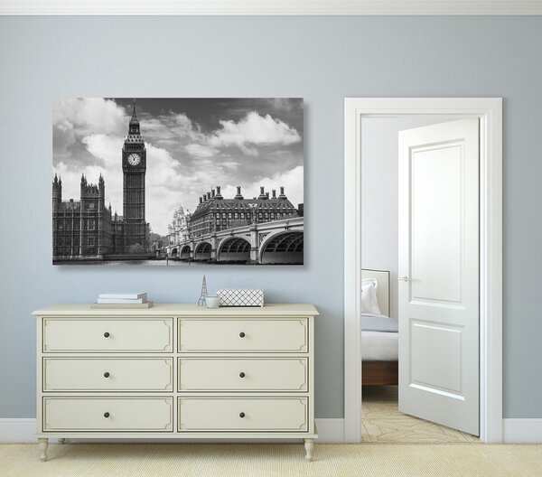 Obraz Big Ben w Londynie w wersji czarno-białej