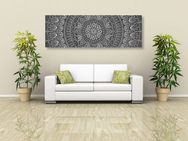Obraz ręcznie rysowana Mandala w wersji czarno-białej