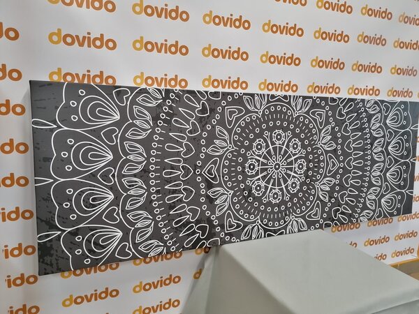 Obraz ręcznie rysowana Mandala w wersji czarno-białej