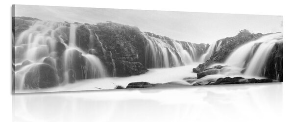 Obraz wysublimowane wodospady w wersji czarno-białej