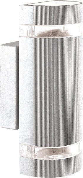 Srebrny, dwukierunkowy kinkiet zewnętrzny K-8017B-G z serii TAYA