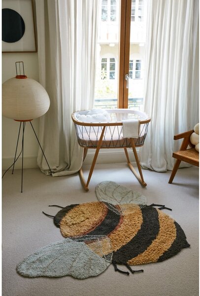 Żółty bawełniany dywan dziecięcy tkany ręcznie odpowiedni do prania 115x150 cm Bee – Lorena Canals