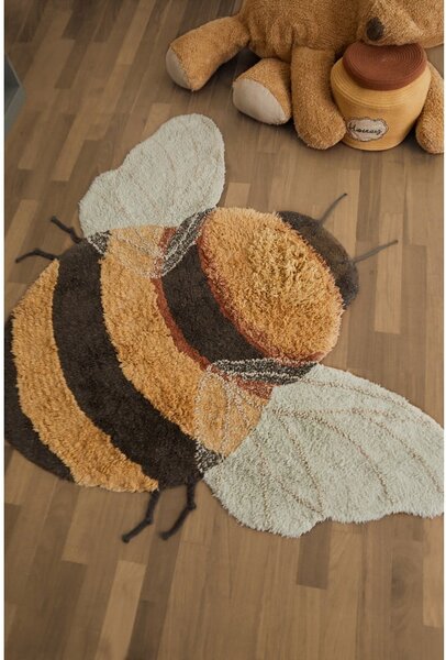 Żółty bawełniany dywan dziecięcy tkany ręcznie odpowiedni do prania 115x150 cm Bee – Lorena Canals